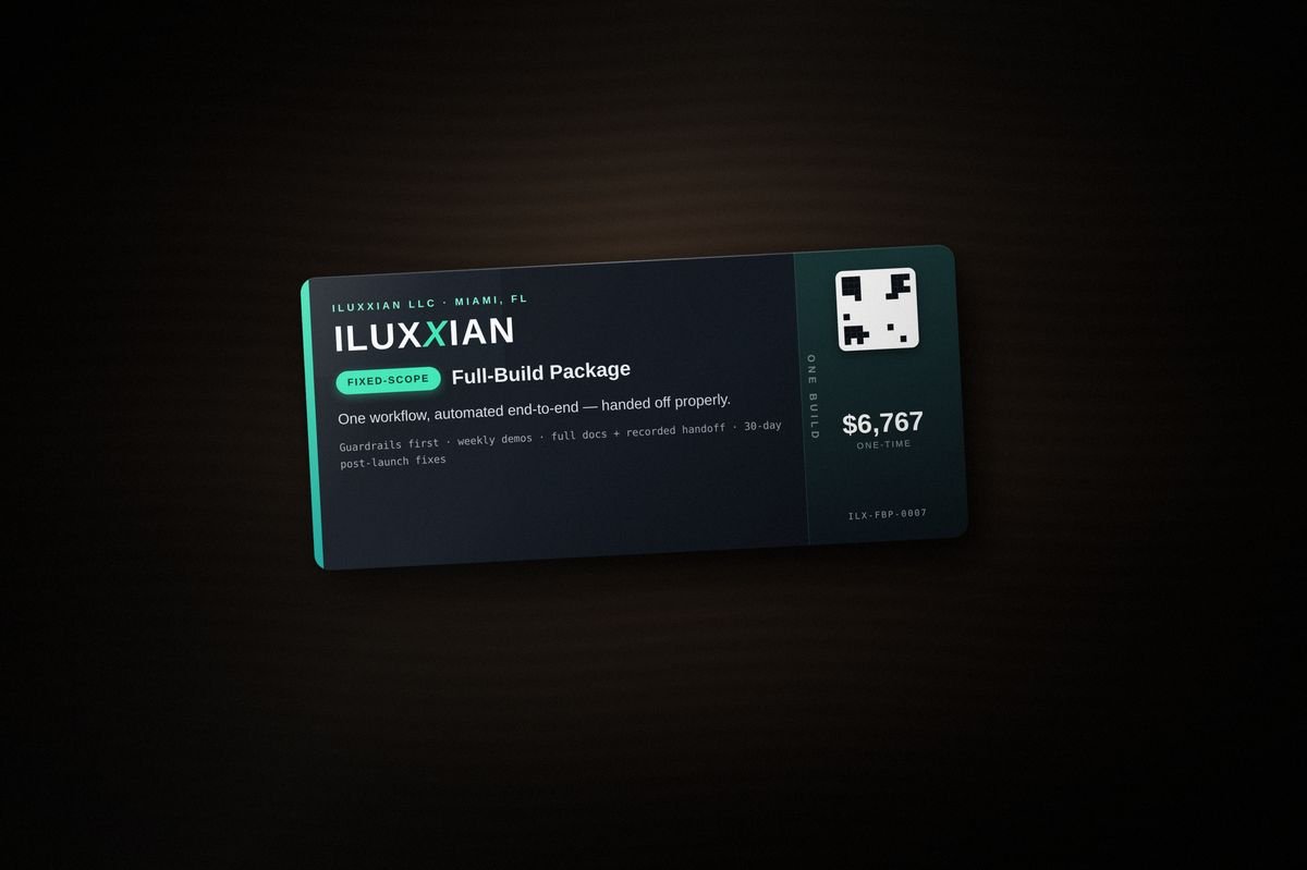 Iluxxian Full-Build Package — $6,767 one workflow automated end-to-end